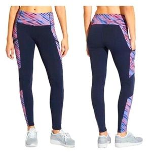 ATHLETA Polartech Fleece Leggings Navy/Pink Size S